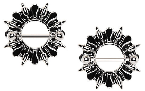 Nipple Rings 316L Stainless Steel Flying Bullets Nipple Shield Bar Pair