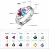 925 Sterling Silver Personalized Mothers Ring Birthstones Custom Engraved