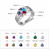 925 Sterling Silver Personalized Mothers Ring Birthstones Custom Engraved