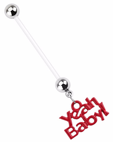 Belly Button Ring Navel PTFE Pregnancy 'Yeah Baby' Dangle Bio Flex