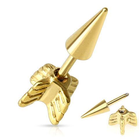 Tragus Arrow Gold IP Over 316L Surgical Steel Fake Plug 1pc