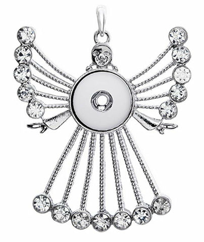 Snap Button Charm Holder fit 18mm necklace pendants Angel Wings Rhinestone