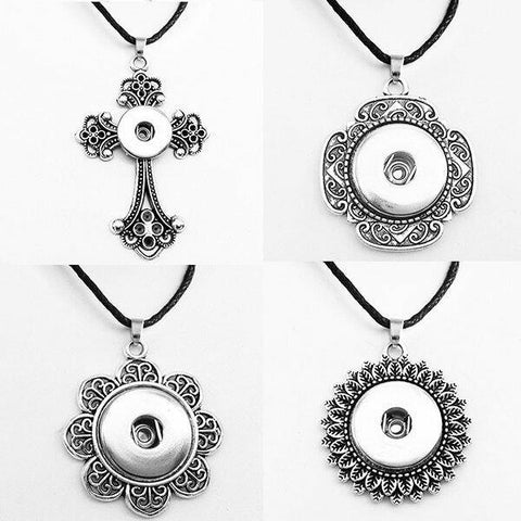 Necklace Pendant moon flower tree cross Vintage 18mm snap button jewelry