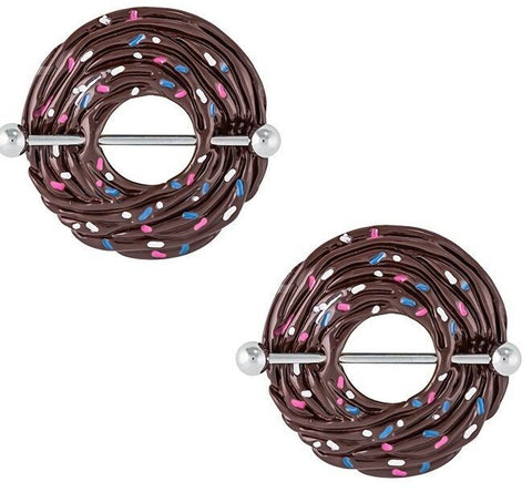 Body Accentz Nipple Shield Rings Copcake Barbells Sold as a Pair 14g