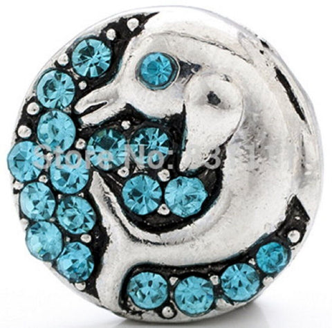 Body Accentz Snap Button Crystal Dolphin 18mm Cabochon Chunk Charm