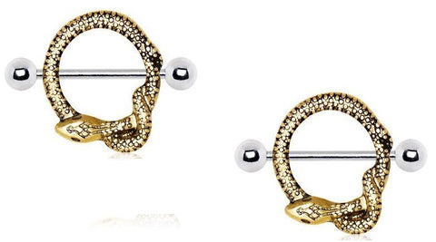 Nipple Ring Nipple Ring Gold Plated Golden Snake Nipple Shield 14Gpair