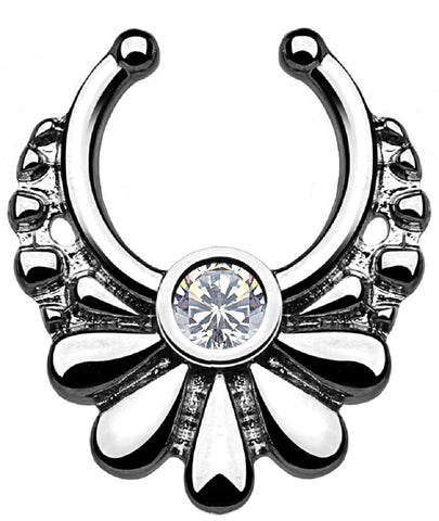 Septum All 316L Surgical Steel Fake Septum Hanger Flower with Crystal Center