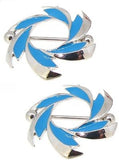 Body Accentz Stainless Steel Barbell Nipple Ring Tribal Swirl Pair [Blue]