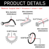 30pcs/lot 20G Surgical Steel Hoop Rings Studs L Bend Nose Jewelry Set