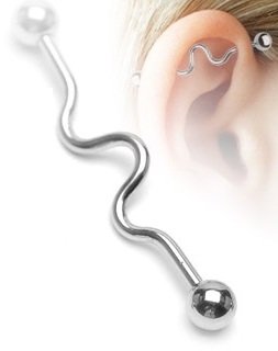 316L Surgical Steel Wavy with Spikes Industrial Bar Barbell 1 1/2" Body Accentz&reg; jewelry sold individually