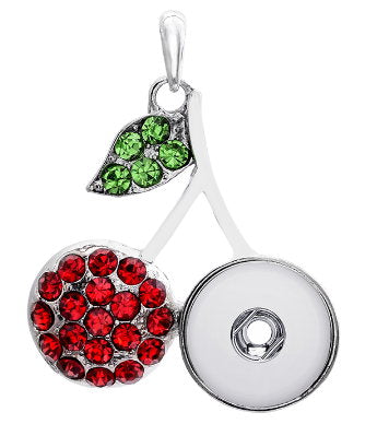 Snap Button Charm Holder fit 18mm necklace pendants Cherries Rhinestone