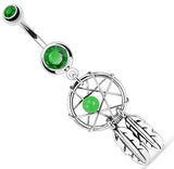 Belly Button Ring Dream Catcher Woven Star Design Bead Feathers Navel