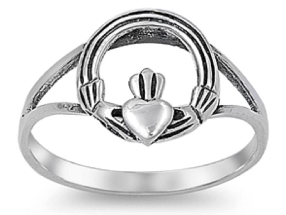 STERLING SILVER RING Claddagh pinky right hand - 1