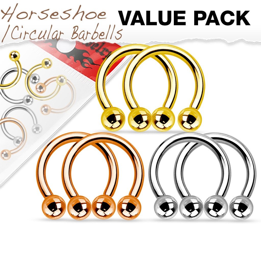 Value Pack 3 Pairs Nipple ring 316L Surgical Steel Horseshoe Horse shoe