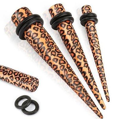 Earrings Solid Acrylic Printed Leopard Skin Taper plug 0 gauge - Sold as pair