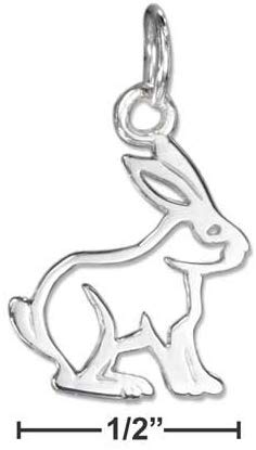 STERLING SILVER SILHOUETTE OF RABBIT CHARM