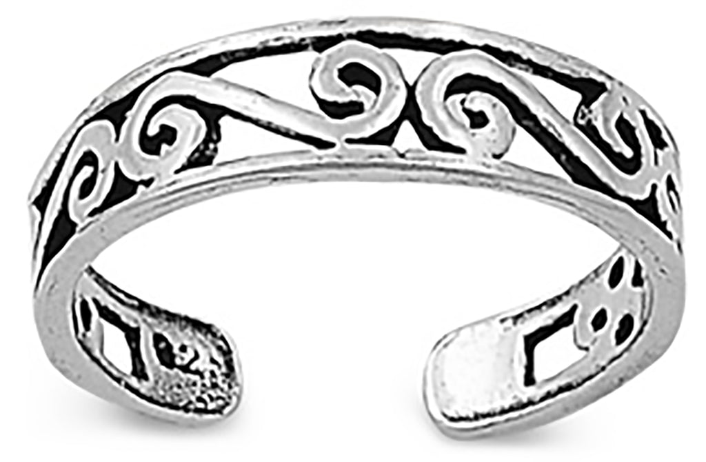 .925 Sterling Silver Toe Ring - Swirl Design