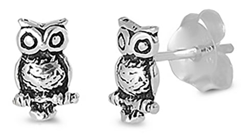 STERLING SILVER Silver Stud Earrings -Silver Stud Earrings - Owl