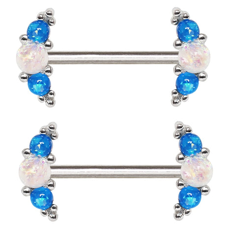 Nipple Ring Bars Synthetic Opal Shield Body Jewelry 14 gauge Sold as pair