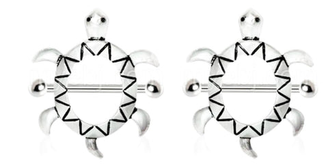 Nipple Rings 316L Surgical Steel Sea Turtle Nipple Shield Pair