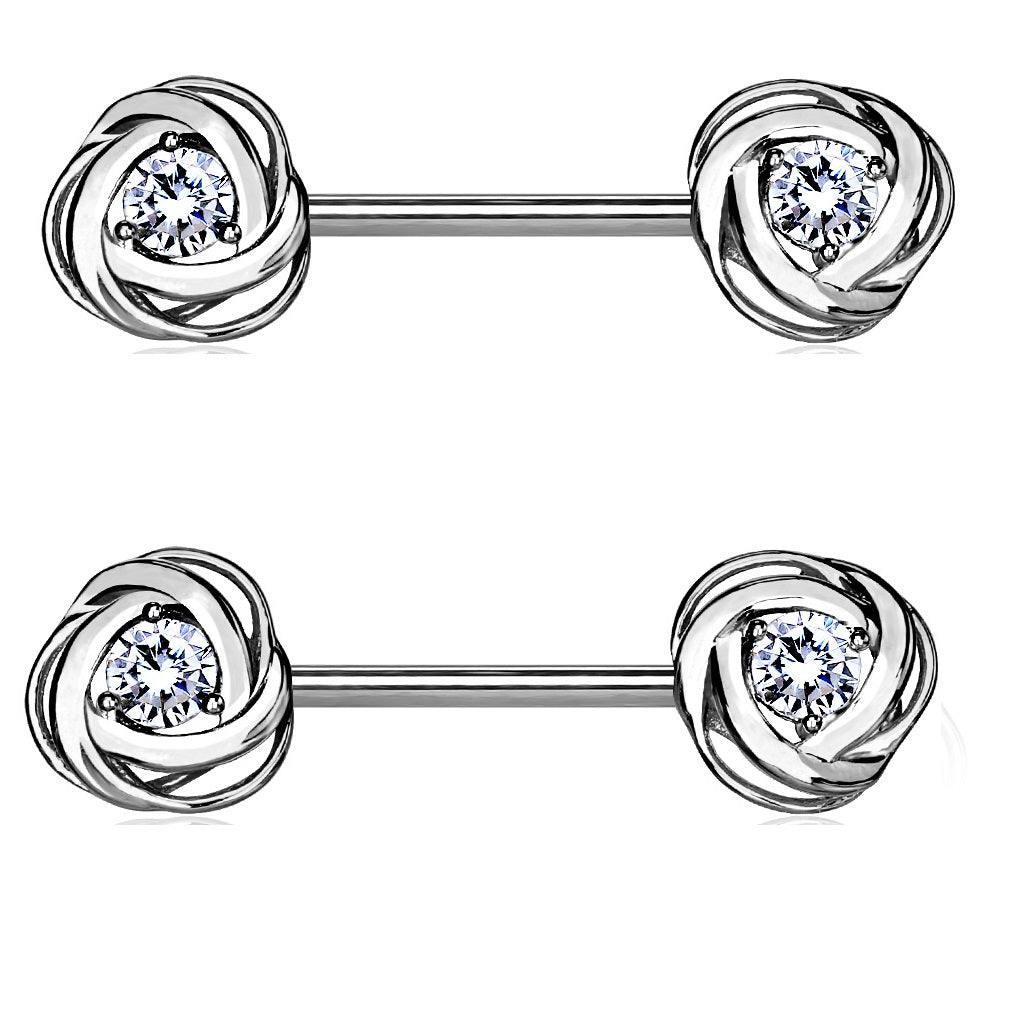 Nipple Bar Princess CZ Rose Ends Sparkle Barbell Ring Sold as pair