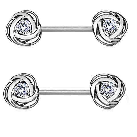 Nipple Bar Princess CZ Rose Ends Sparkle Barbell Ring Sold as pair