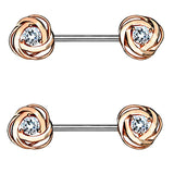 Nipple Bar Princess CZ Rose Ends Sparkle Barbell Ring Sold as pair