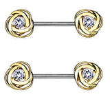 Nipple Bar Princess CZ Rose Ends Sparkle Barbell Ring Sold as pair