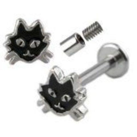 Black Cat Labret Monroe body jewelry piercing lip chin tragus 14g