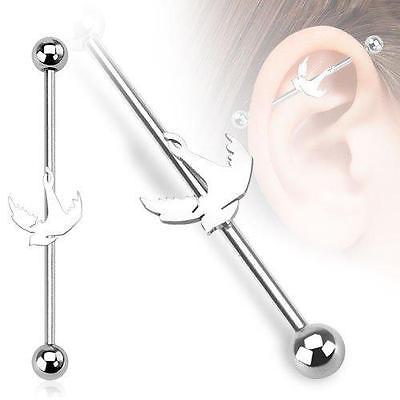 Industrial bar 316L Surgical Steel Bird 14g 38mm-1-1/2