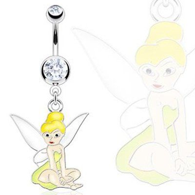 Belly Button Ring  Epoxy Coated Tinker Fairy Fancy Navel   14g 3/8"