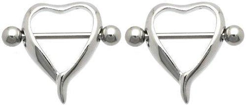 Body Accentz Nipple Ring Barbell Heart Body Jewelry Pair 14 gauge