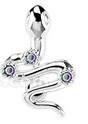 Body Accentz&reg; Belly Button Ring Navel Flower CZ Snake Top Down Body Jewelry 14 Gauge