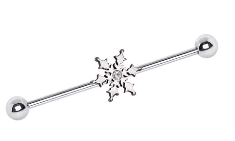 Body Accentz 316L Stainless Steel Snowflake Industrial Barbell