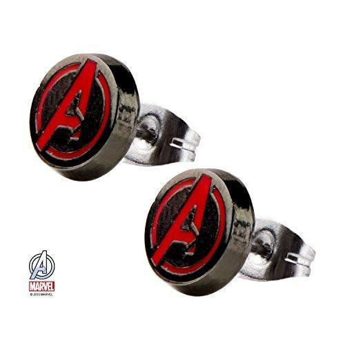 Enamel Avengers Logo Round Ear Stud Earrings 316L [Jewelry]