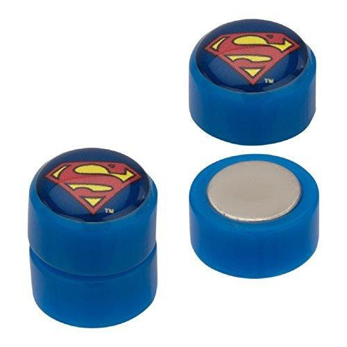 Earrings Rings Magnetic Acrylic Faux Plugs with Superman Logo Fronts. Sold as a pair