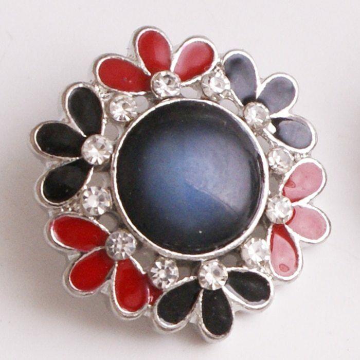 18mm  flower  crystal Metal Snap button jewelry Flower crystal