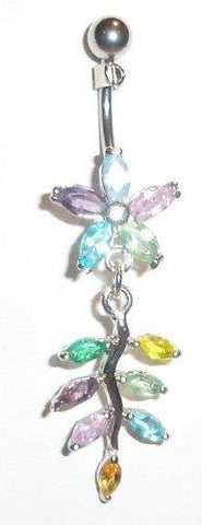 Body Accentz&reg; Belly Button Ring Navel Butterfly Body Jewelry Dangle 14 Gauge