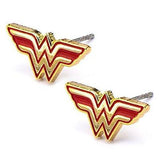 Stainless Steel Post with Wonder Woman Logo Stud Earrings [Jewelry]