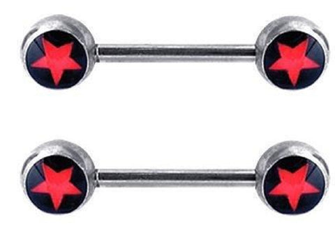 Body Accentz Nipple Ring Bars Star Body Jewelry Pair 14 gauge