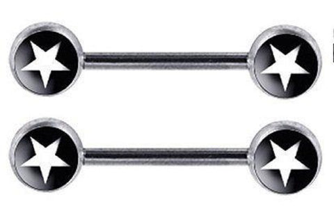 Body Accentz Nipple Ring Bars Star Body Jewelry Pair 14 gauge