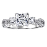 925 Sterling Silver Three Princess Cut CZ Infinite Engagement Rings Wedding