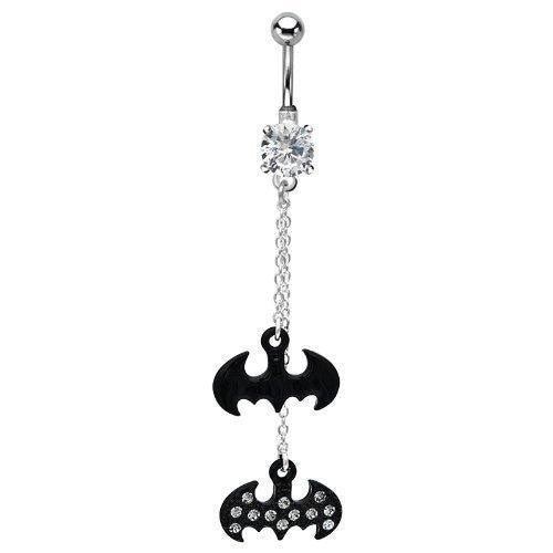 DC Comics Belly Button Ring Navel 316l Surgical Steel, Cubic Zirconia Batman