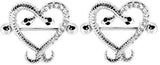 Nipple Shield Rings barbell barbells Entwined snake heart sold as a pair