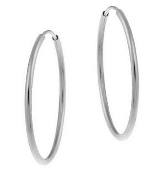 Sterling Silver Continuous Hoop Earrings - 2 x 12 mm Endless Wire