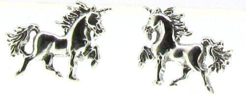 Sterling Silver Mini Trotting Unicorn Earrings on Posts Hypo-Allergenic