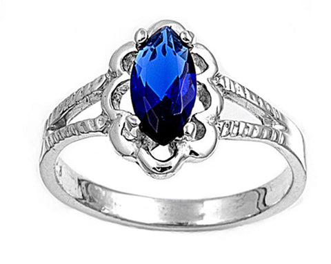 Sterling Silver CZ Sapphire  pinky ring Size 1