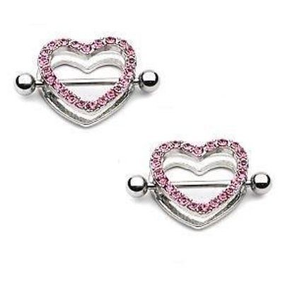 Nipple Ring Bars Rhinestone Heart Circle of Love Body Jewelry HO222