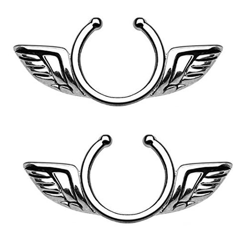 Nipple Rings non pierce pair Non-Piercing Clip On Nipple Ring / Angel Wings pair