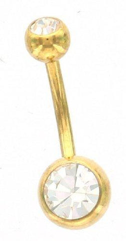 Belly Button Ring Navel Gold Plated Solitaire Body Jewelry 14g